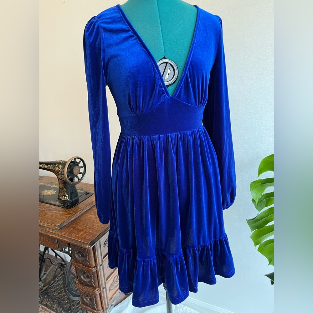 Blue velvet dress